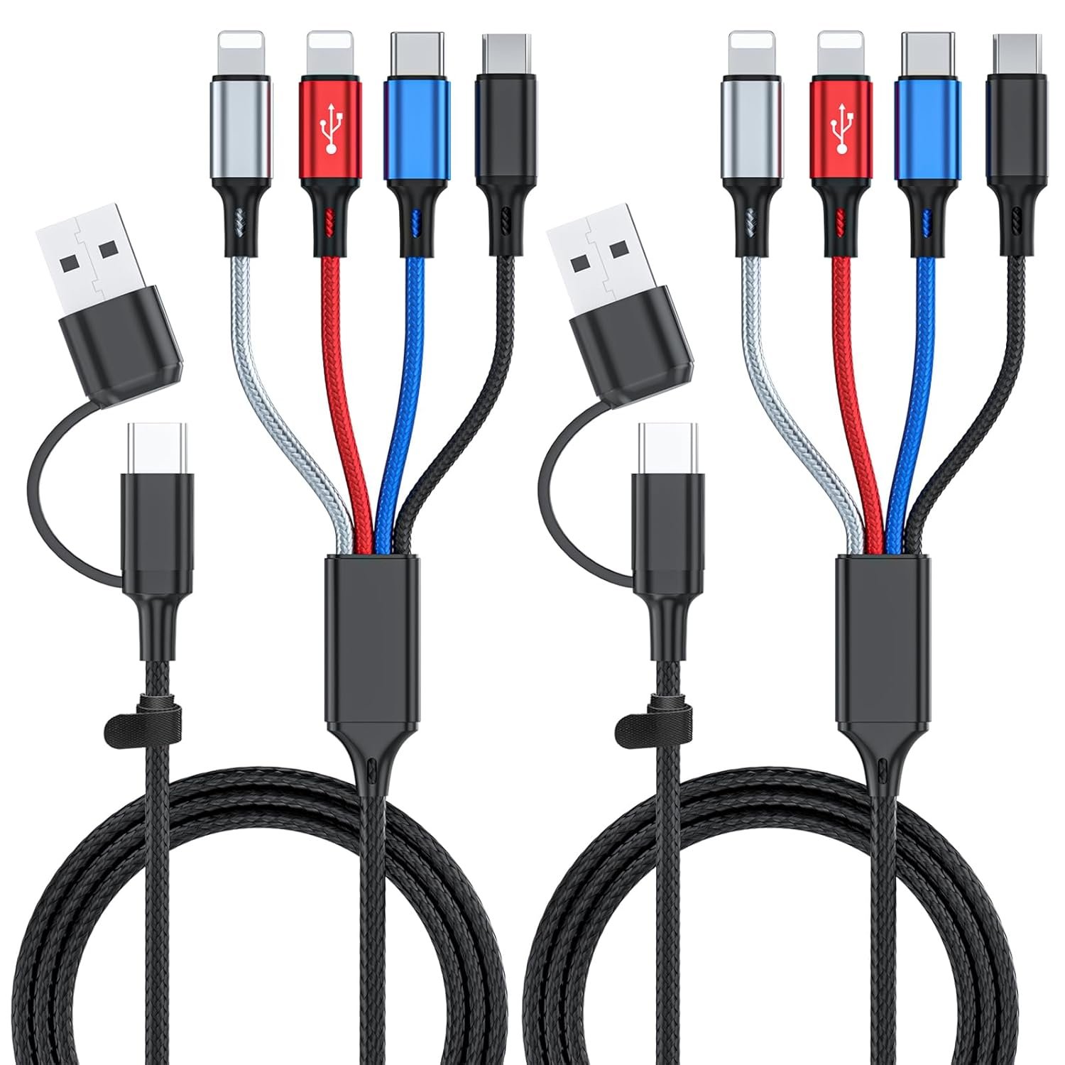 6 in 1 Multi Charging Cable 2Pack-6FT Multi USB Cable 3A Multi Charger Cable
