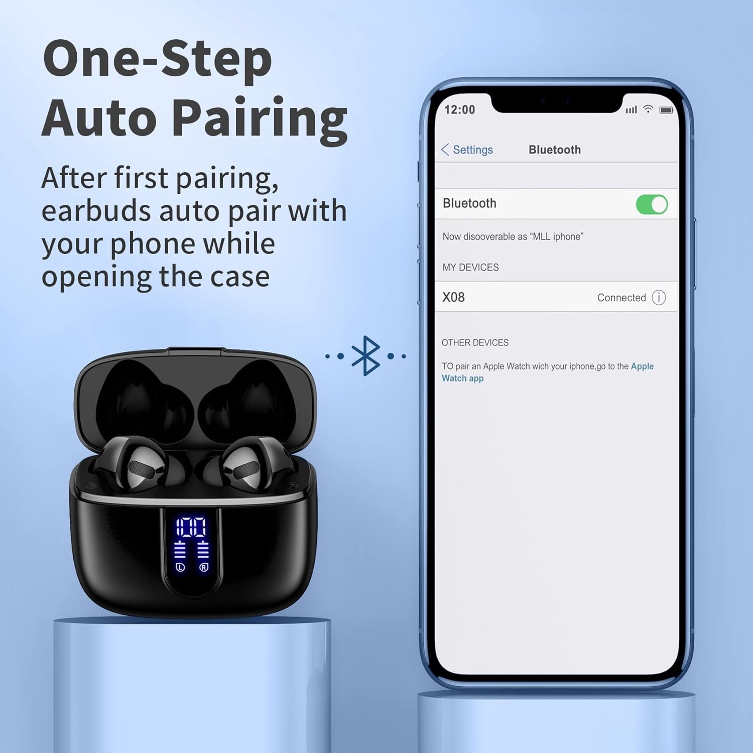 Bluetooth Headphones True Wireless Earbuds 60H Playback LED Power Display Earphones with Wireless Charging Case IPX5 Waterproof - Image 13