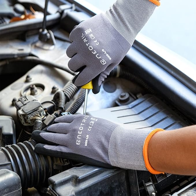 Safety Work Gloves MicroFoam Nitrile Coated-3 Pairs,Breathable Nylon Working Gloves for Men Women - Image 5