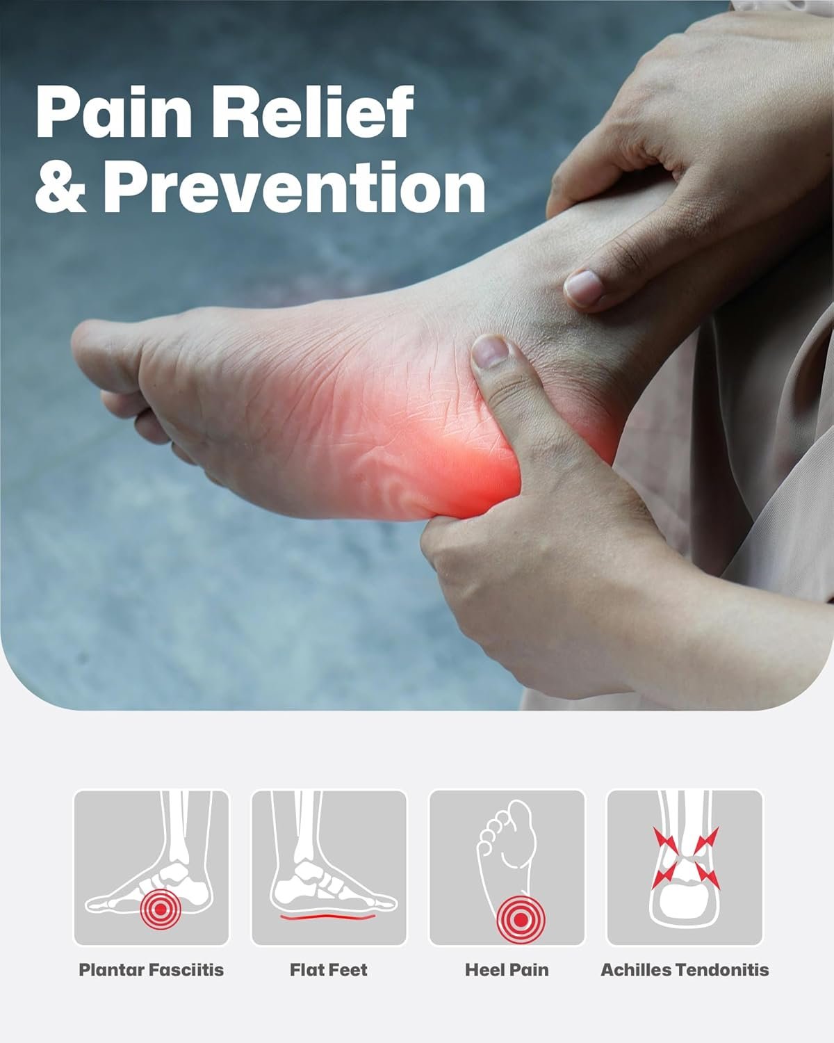 Feet Insoles High Arch Supports Orthotics Inserts Relieve Flat Feet, Foot Pain - Image 6