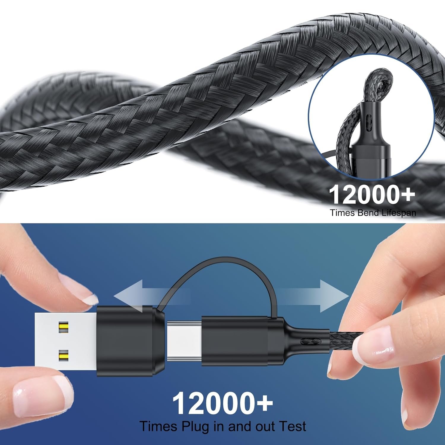 6 in 1 Multi Charging Cable 2Pack-6FT Multi USB Cable 3A Multi Charger Cable - Image 6