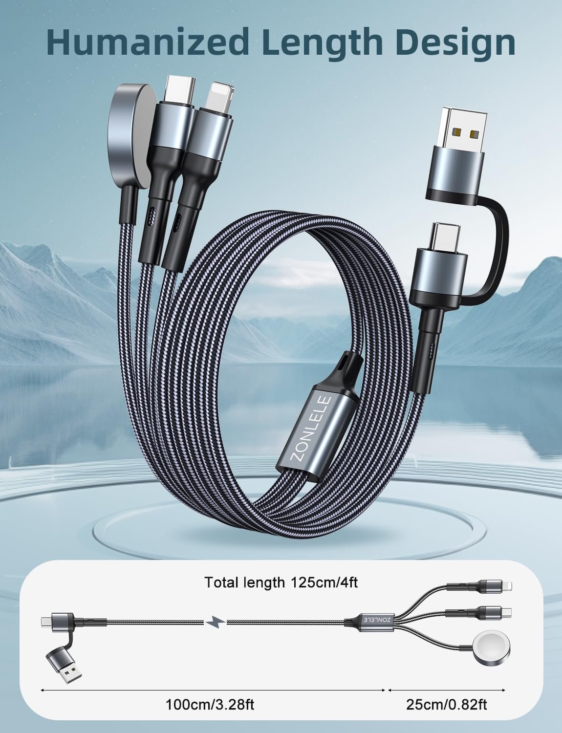 Charger Cable for Apple Watch Upgraded 3 in 2 Fast iPhone Watch Charger USB C Multi Fast Charging - Image 6