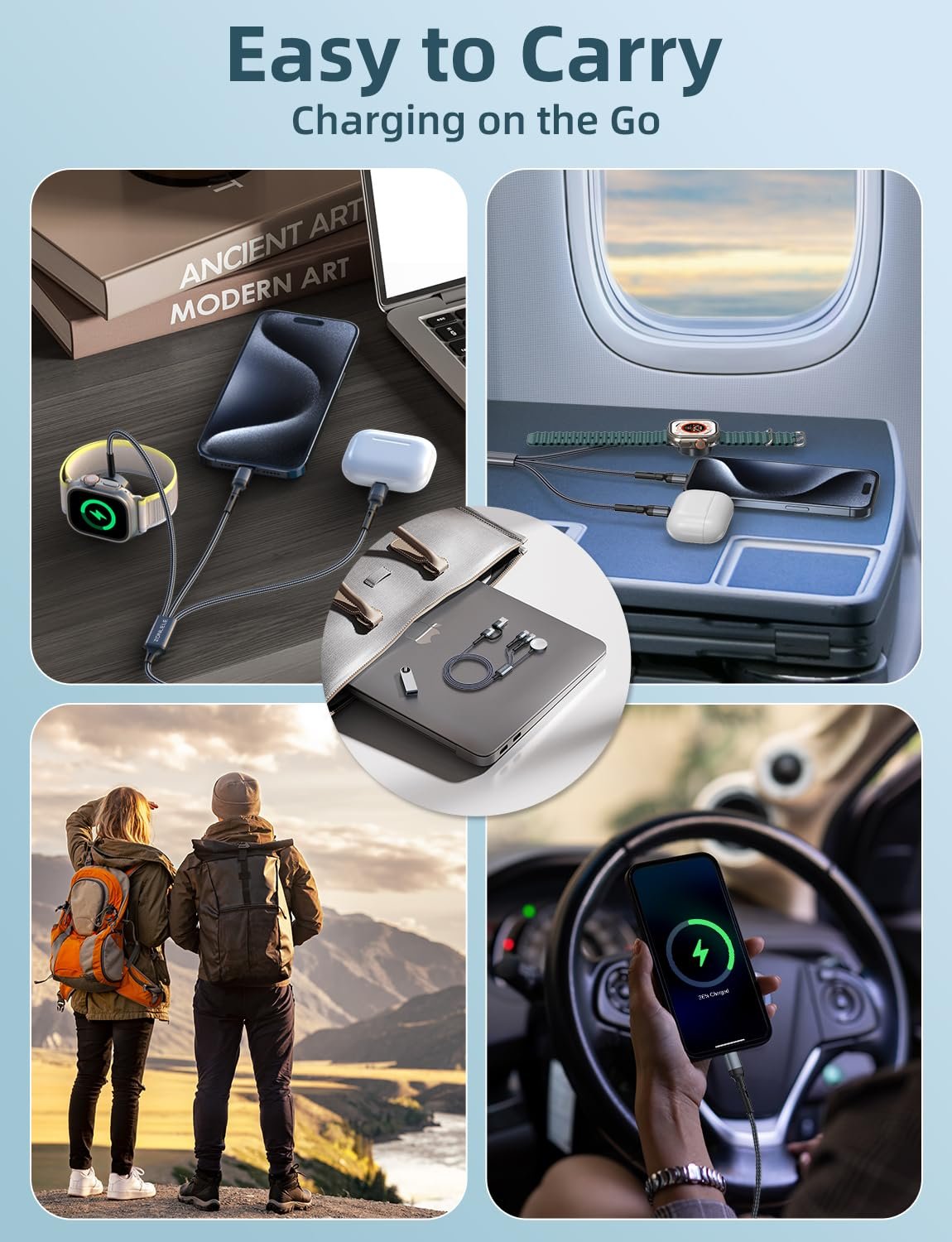 Charger Cable for Apple Watch Upgraded 3 in 2 Fast iPhone Watch Charger USB C Multi Fast Charging - Image 8